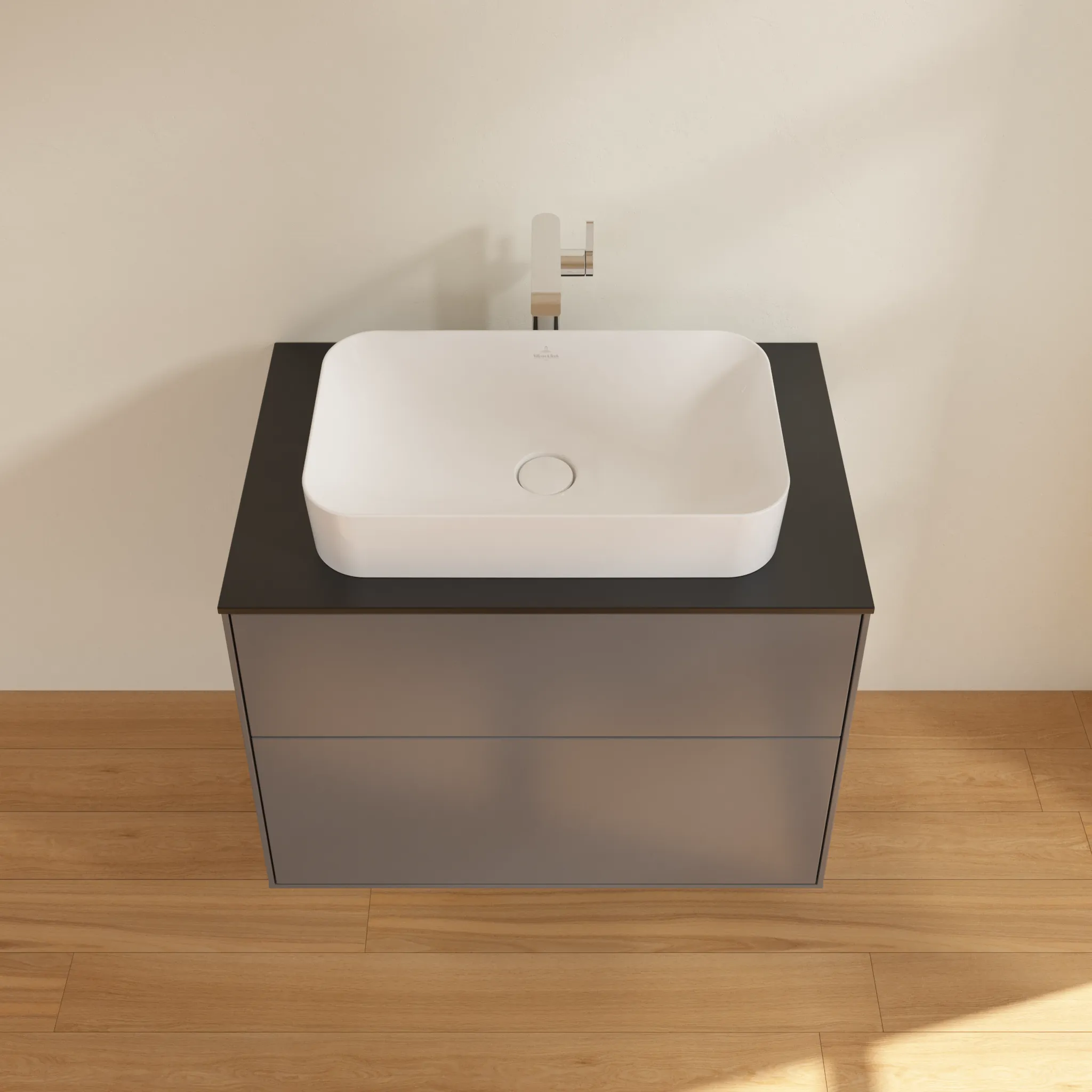Villeroy & Boch Finion Waschbeckenunterschrank F22 800x603x501mm Anthracite Matt Lacquer / Glass Black Matt Villeroy & Boch Finion Waschbeckenunterschrank F22 800x603x501mm Anthracite Matt Lacquer / Glass Black Matt