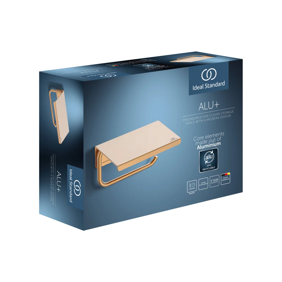 Ideal Standard Alu+ Papierrollenhalter Bronze - Wandhängend, 100% recyceltes Aluminium, einfache Montage