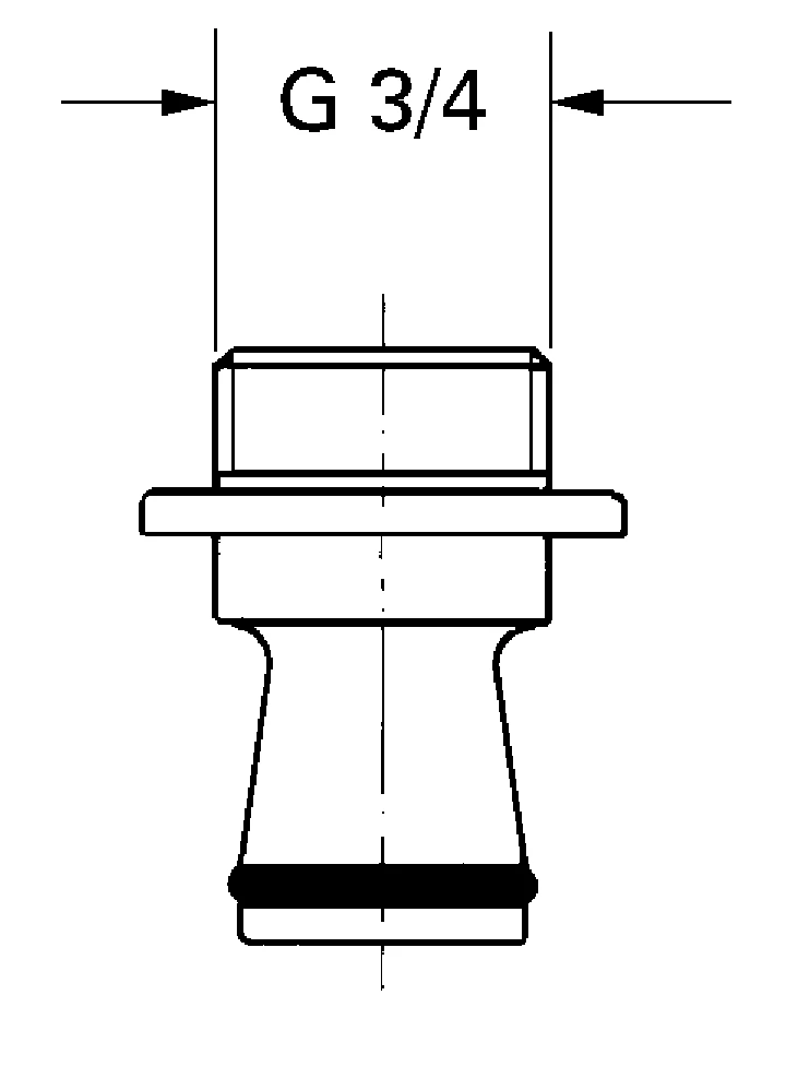 Universal-Adapter 12037, für Armaturen mit Überwurfmutter 3/4'' in Verbindung mit Standanschluss 12 03, chrom