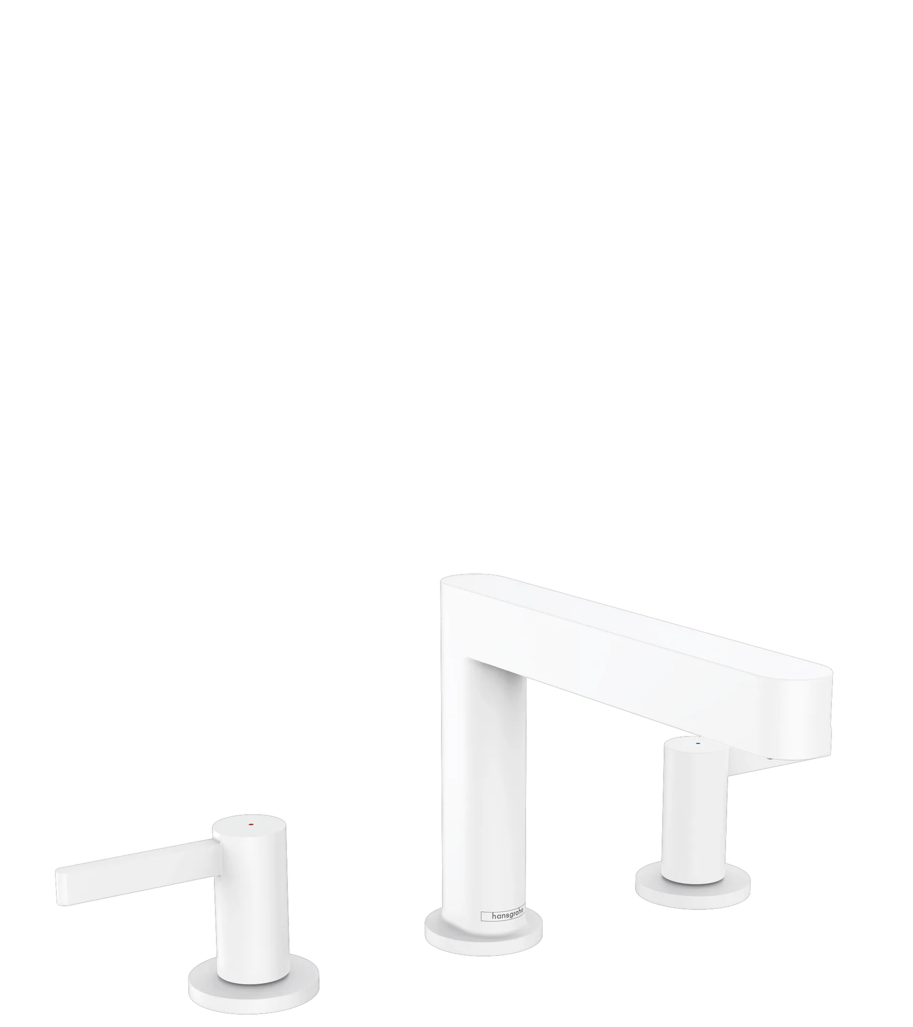 Hansgrohe Finoris 3-Loch Waschtischarmatur 110 mit Push-Open Ablaufgarnitur, Mattweiß Hansgrohe Finoris 3-Loch Waschtischarmatur 110 mit Push-Open Ablaufgarnitur, Mattweiß