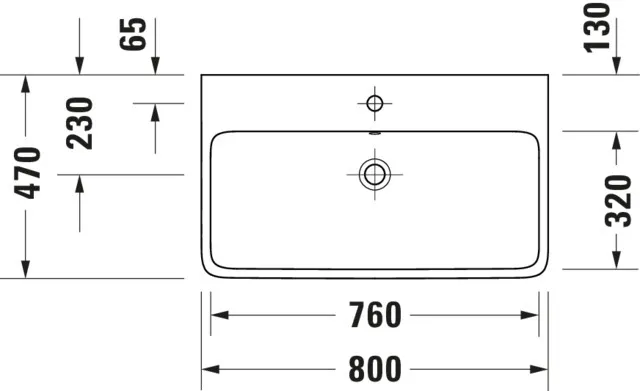 Wandwaschtisch geschliffen „Qatego“ 80 × 47 × 15 cm, Hahnlochposition mittig in mit HygieneGlaze