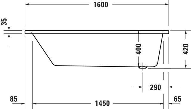 Duravit Whirlwanne „No.1“ rechteck 160 × 70 cm, Fußablauf 