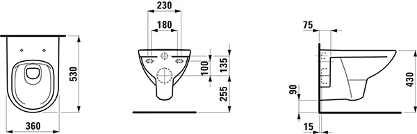 Laufen Wand-Tiefspül-WC „Pro“ 360 × 345 × 530 mm, ohne Spülrand