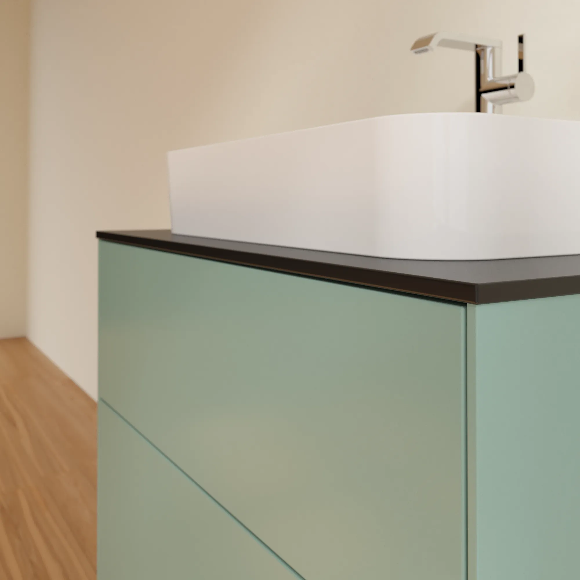 Villeroy & Boch Finion Waschbeckenunterschrank G34 800x603x501mm Olive Matt Lacquer / Glass Black Matt