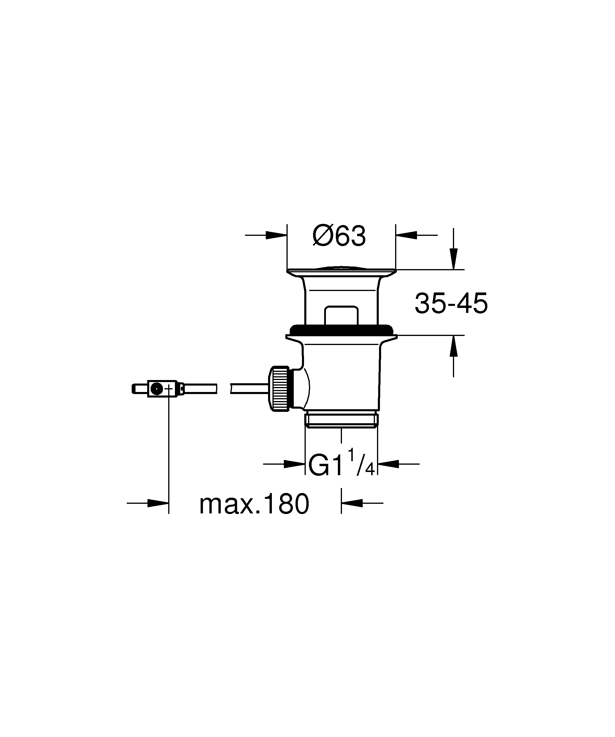 Ablaufgarnitur 1 1/4'' 28910, für Waschtisch-/Bidet-Armaturen, chrom