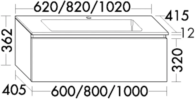 burgbad Badmöbelset „Lin20“ 106 × 40,2 cm in Salbeigrau Solid Matt