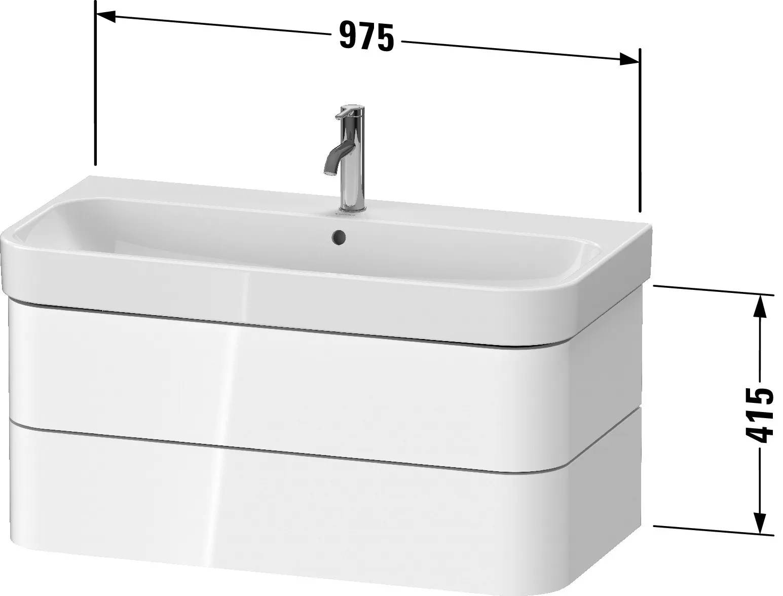 Duravit Waschtischunterschrank wandhängend „Happy D.2 Plus“ 97,5 × 41,5 × 49 cm