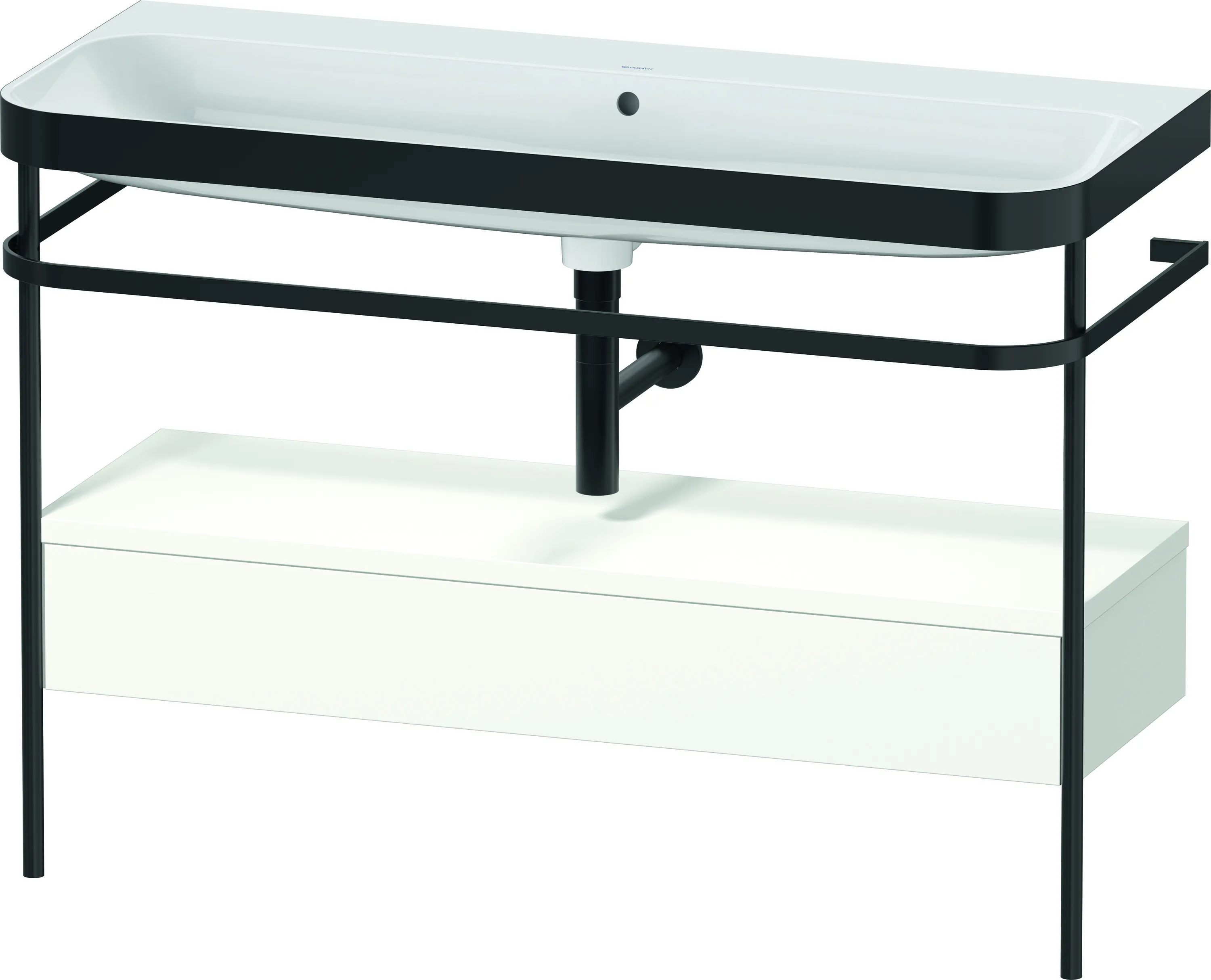 Duravit Waschtischunterschrank mit Metallkonsole „Happy D.2 Plus“ 117,5 × 85 × 49 cm Weiß Seidenmatt Duravit Waschtischunterschrank mit Metallkonsole „Happy D.2 Plus“ 117,5 × 85 × 49 cm Weiß Seidenmatt