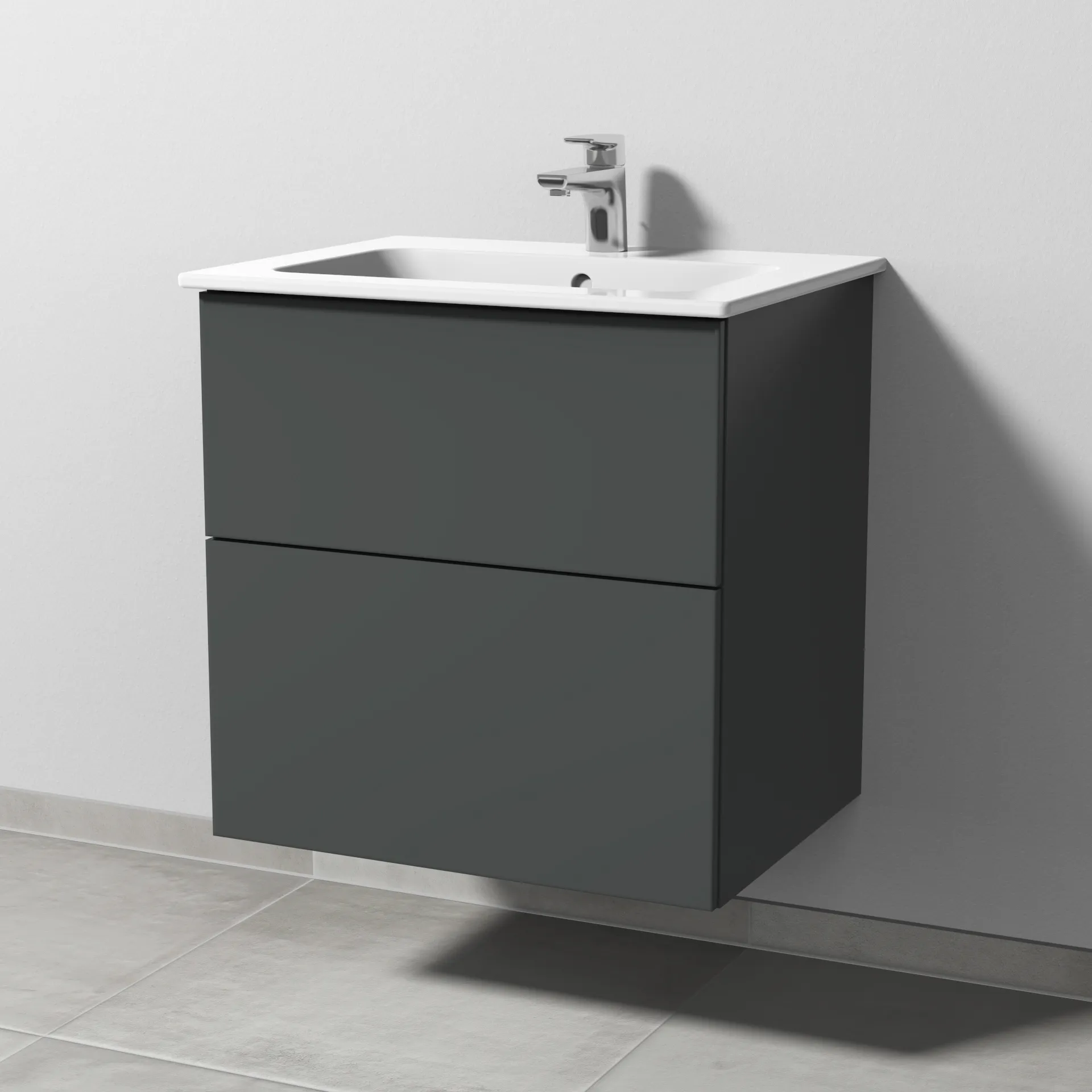 Waschtischunterbau mit Auszügen 3way (SM724) 613x600x467 Anthrazit-Matt