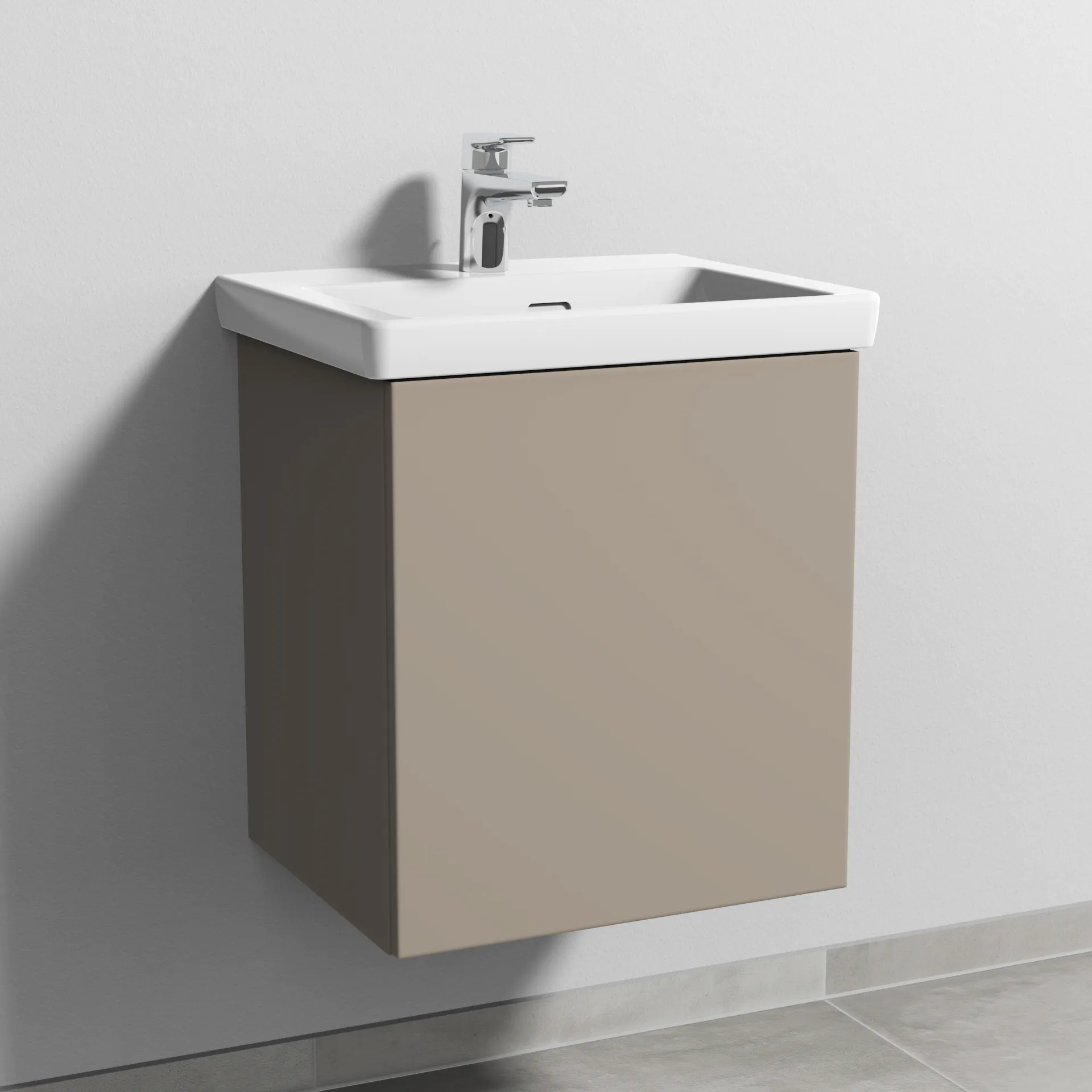 Sanipa Waschtischunterschrank „3way“ 457 × 517 × 391 mm in Sandgrau (matt), Anschlag rechts