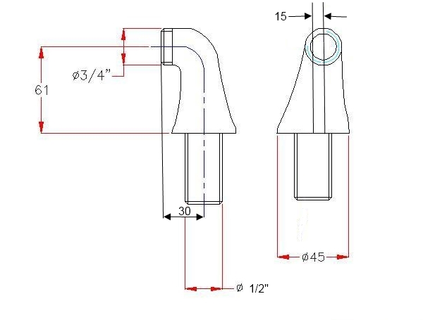 Wannenaufsatz (Paar) - für Installation auf Wannenrand - 3/4" × 1/2″ - Höhe 61 mm - chrom