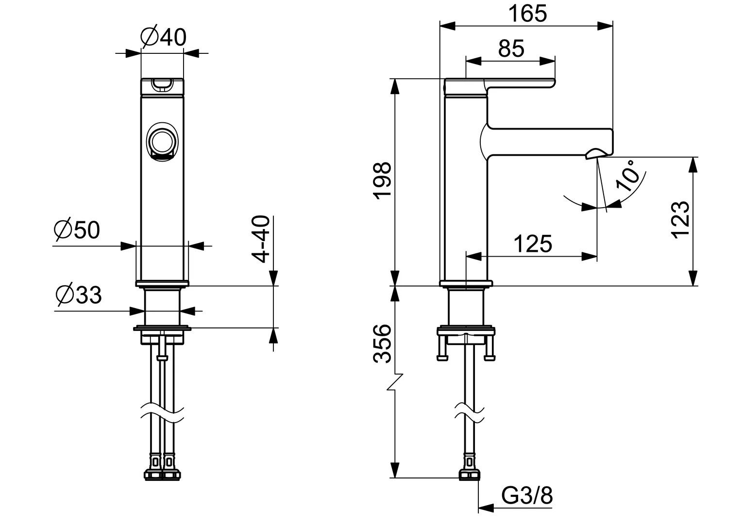 HansaDESIGNO Style Waschtischarmatur 5188, Ausladung 125 mm DN15, Chrom