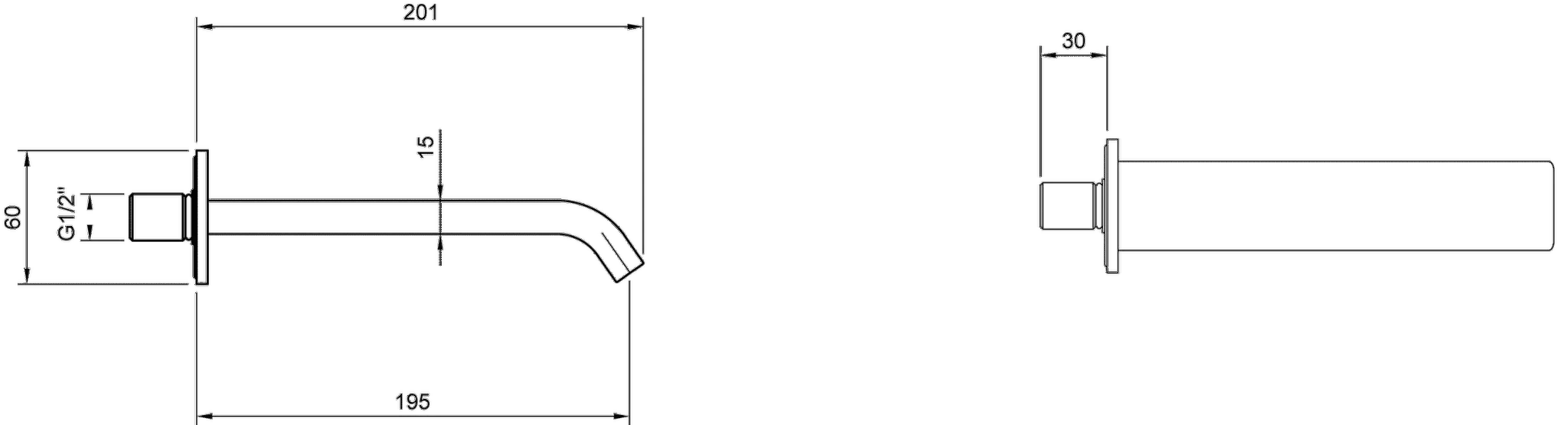 Badewannenauslauf „Dawn“ 20,1 cm in Brushed Nickel Matt Badewannenauslauf „Dawn“ 20,1 cm in Brushed Nickel Matt