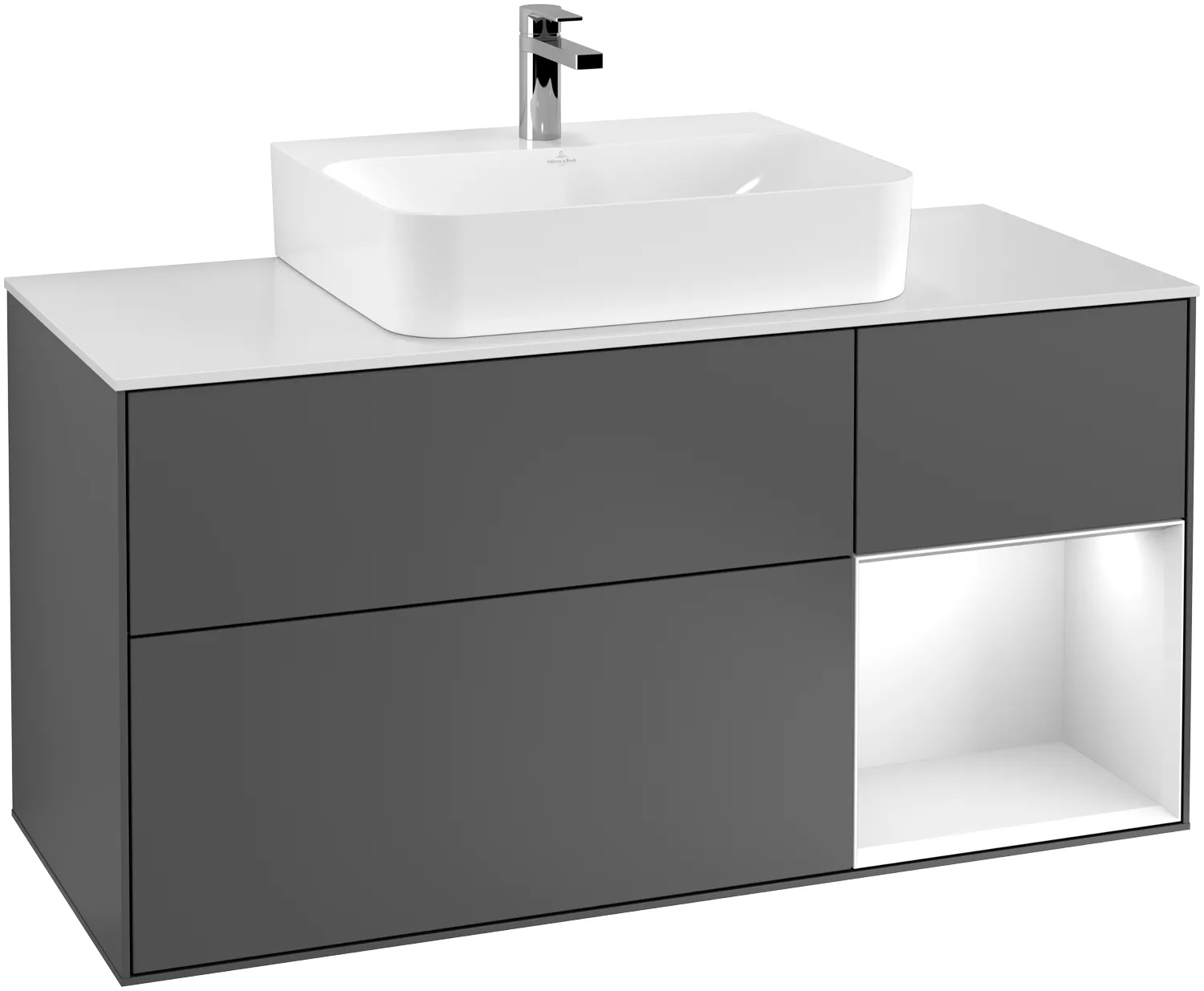 Villeroy & Boch Waschtischunterschrank „Finion“ für Schrankwaschtisch 1200 × 603 × 501 mm Olive Matt Lacquer, für Becken mittig