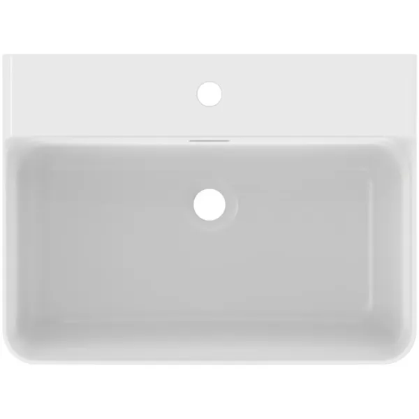 Waschbecken „Conca“ 60 × 45 × 16,5 cm, Hahnlochposition mittig in Seidenweiß Waschbecken „Conca“ 60 × 45 × 16,5 cm, Hahnlochposition mittig in Seidenweiß