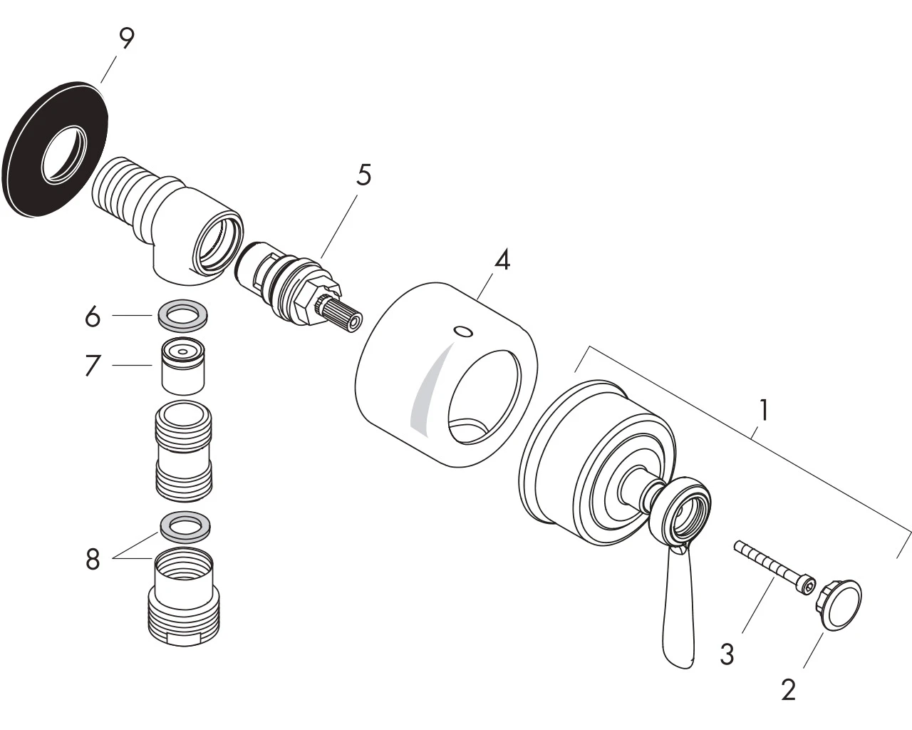 Wandabsperrventil Axor Montreux Fixfit Stop chr.Hebelgr.Schlauchanschl.