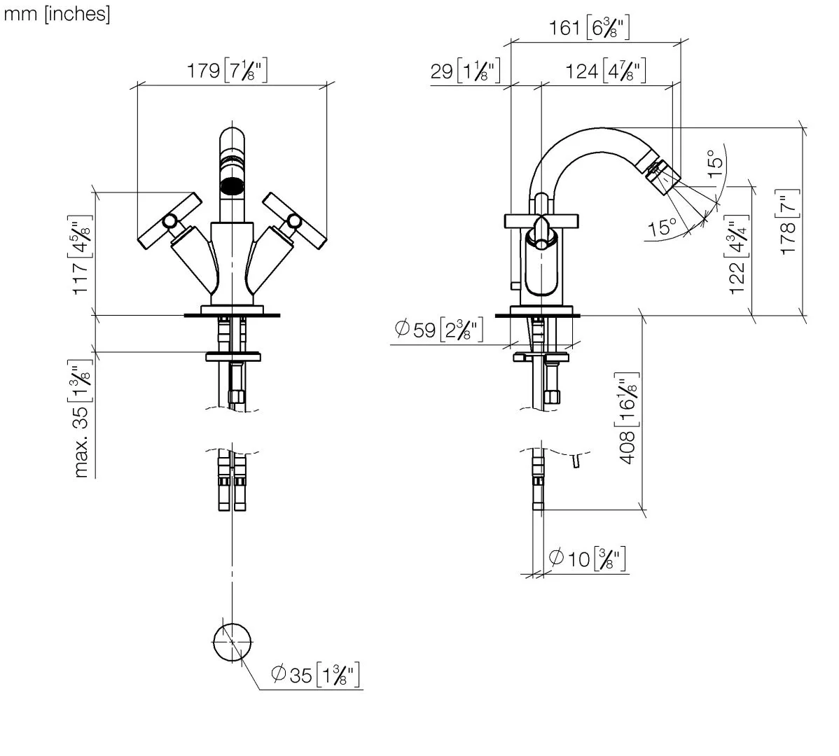 Bidet-Einlochbatterie mit Ablaufgarnitur TARA Chrom 24510892 Bidet-Einlochbatterie mit Ablaufgarnitur TARA Chrom 24510892