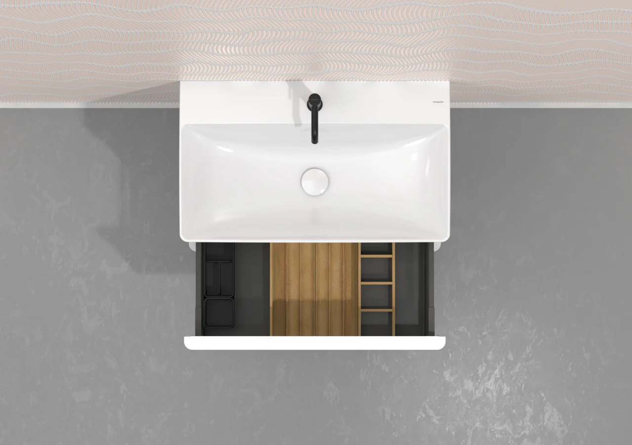 Hansgrohe IntraStoris Schubkasteninnenteilung Set 340, Massivholz, Lack matt, für Xelu Waschtischunterschränke