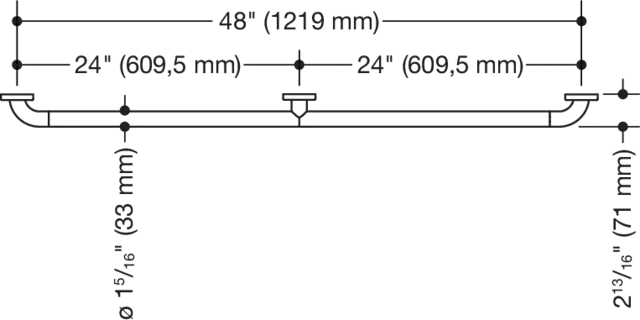 Haltegr.m.3. Stütze (USA), S. 801, Achsmaß 48 inch reinweiß Haltegr.m.3. Stütze (USA), S. 801, Achsmaß 48 inch reinweiß