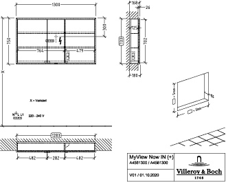 Villeroy & Boch Unterputz-Spiegelschrank „My View Now“ 130 × 75 × 16,8 × 16,8 cm