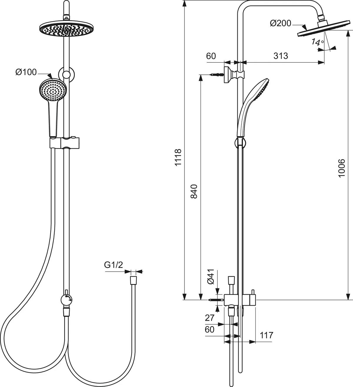 Duschsystem Idealrain für Aufputz-Armatur Chrom