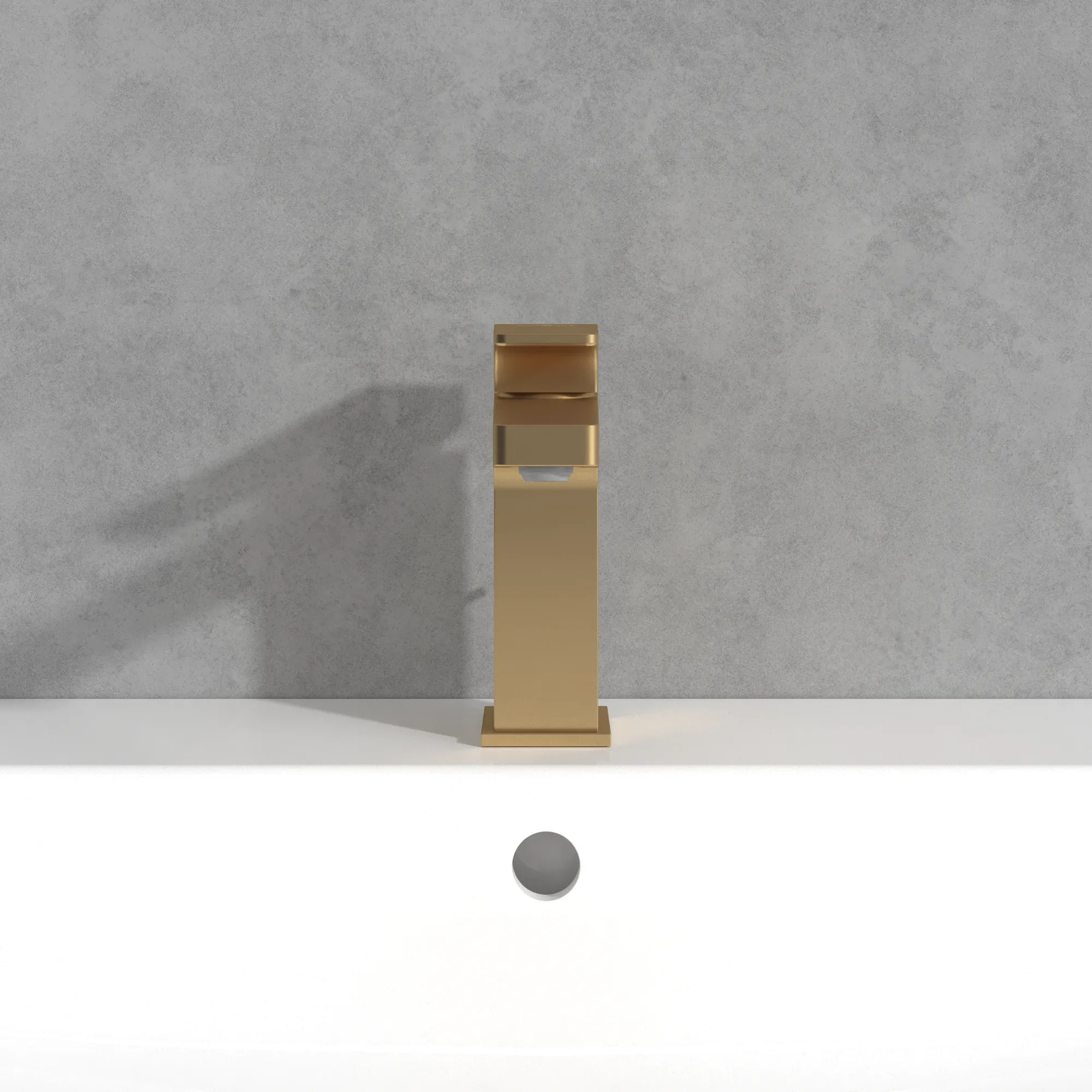 Einhand-Waschtischarmatur „Architectura Square“ 16,5 cm Ausladung 130 mm in Brushed Gold Einhand-Waschtischarmatur „Architectura Square“ 16,5 cm Ausladung 130 mm in Brushed Gold
