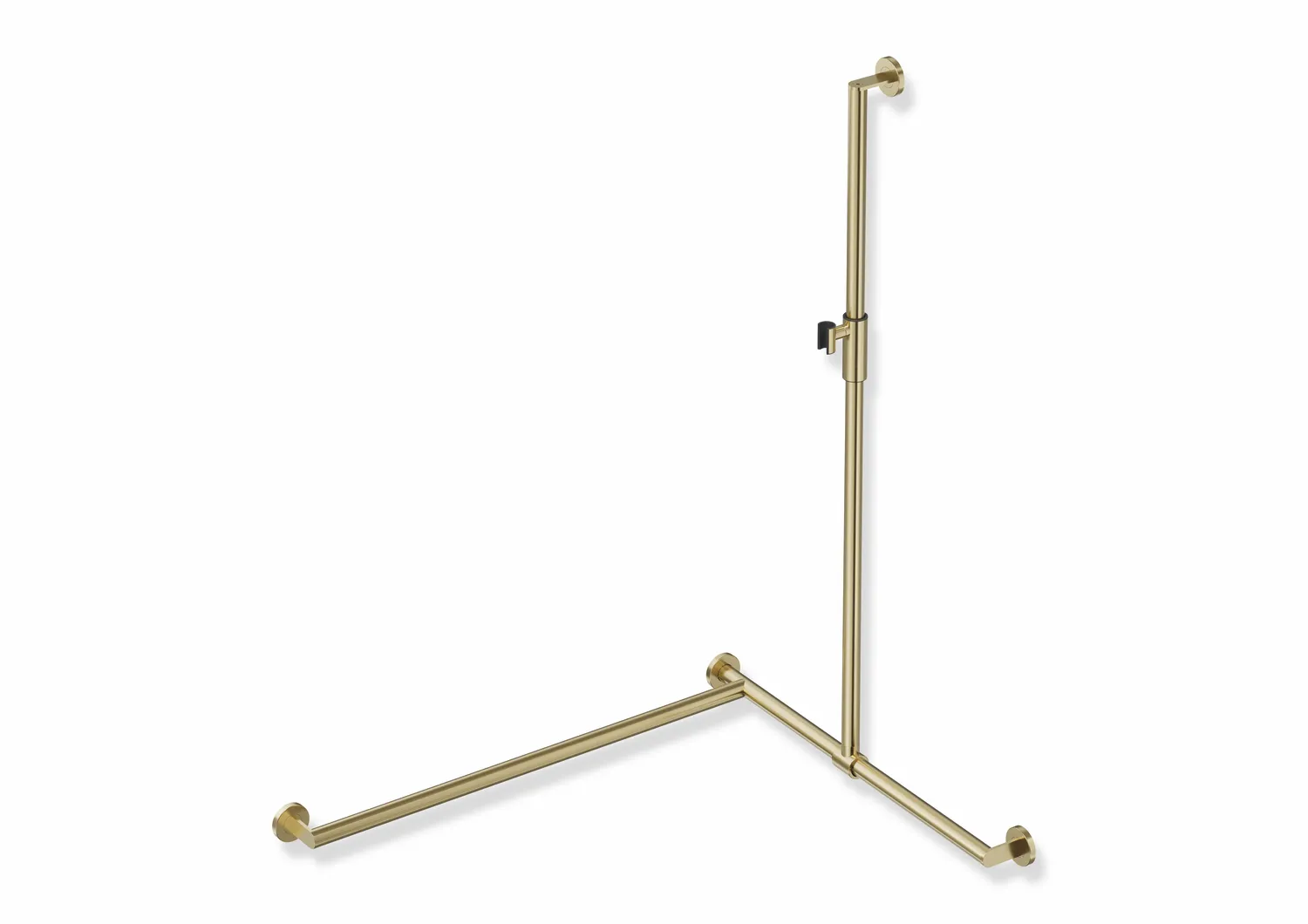 Duschhandlauf mit verschiebbarer Brausehalterstange, Edelstahl, PVD, mit magnetischem Brausehalter, senkrechte Länge 1250 mm, waagerechte Längen 765 mm und 965 mm, D: 32 mm, Ausführung links, in Farbe CK (messing glänzend) Duschhandlauf mit verschiebbarer Brausehalterstange, Edelstahl, PVD, mit magnetischem Brausehalter, senkrechte Länge 1250 mm, waagerechte Längen 765 mm und 965 mm, D: 32 mm, Ausführung links, in Farbe CK (messing glänzend)
