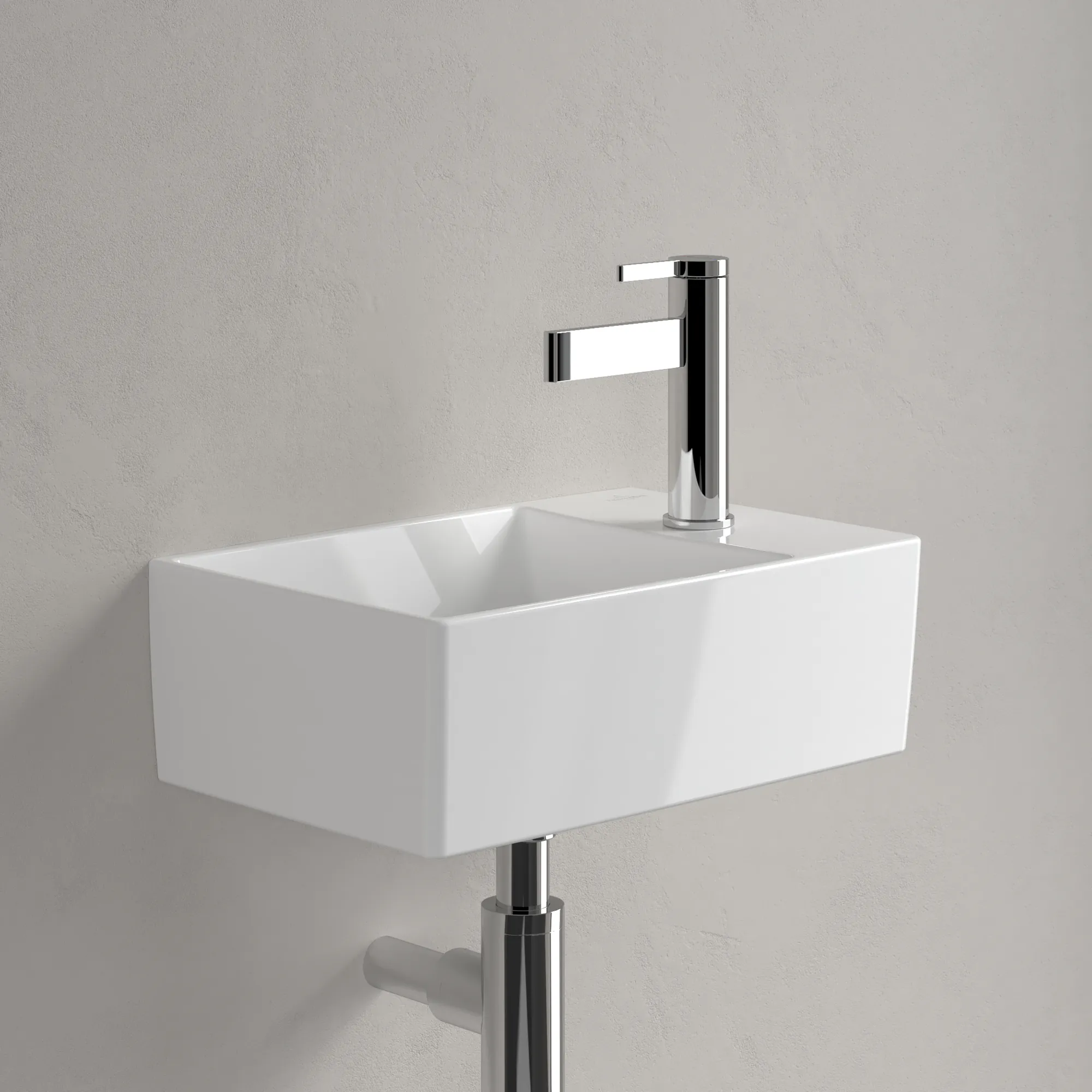Villeroy & Boch Handwaschbecken Memento 2.0, 400x260x111 mm, weiß Alpin CeramicPlus, TitanCeram, 1-Loch-Armatur