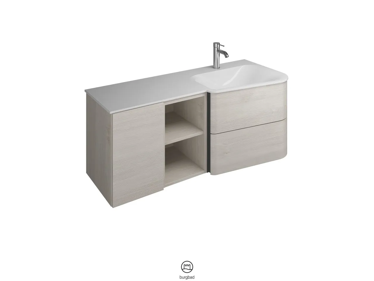 burgbad Badmöbelset „Badu“ Griffleiste, Weiß, in Weiß Matt burgbad Badmöbelset „Badu“ Griffleiste, Weiß, in Weiß Matt