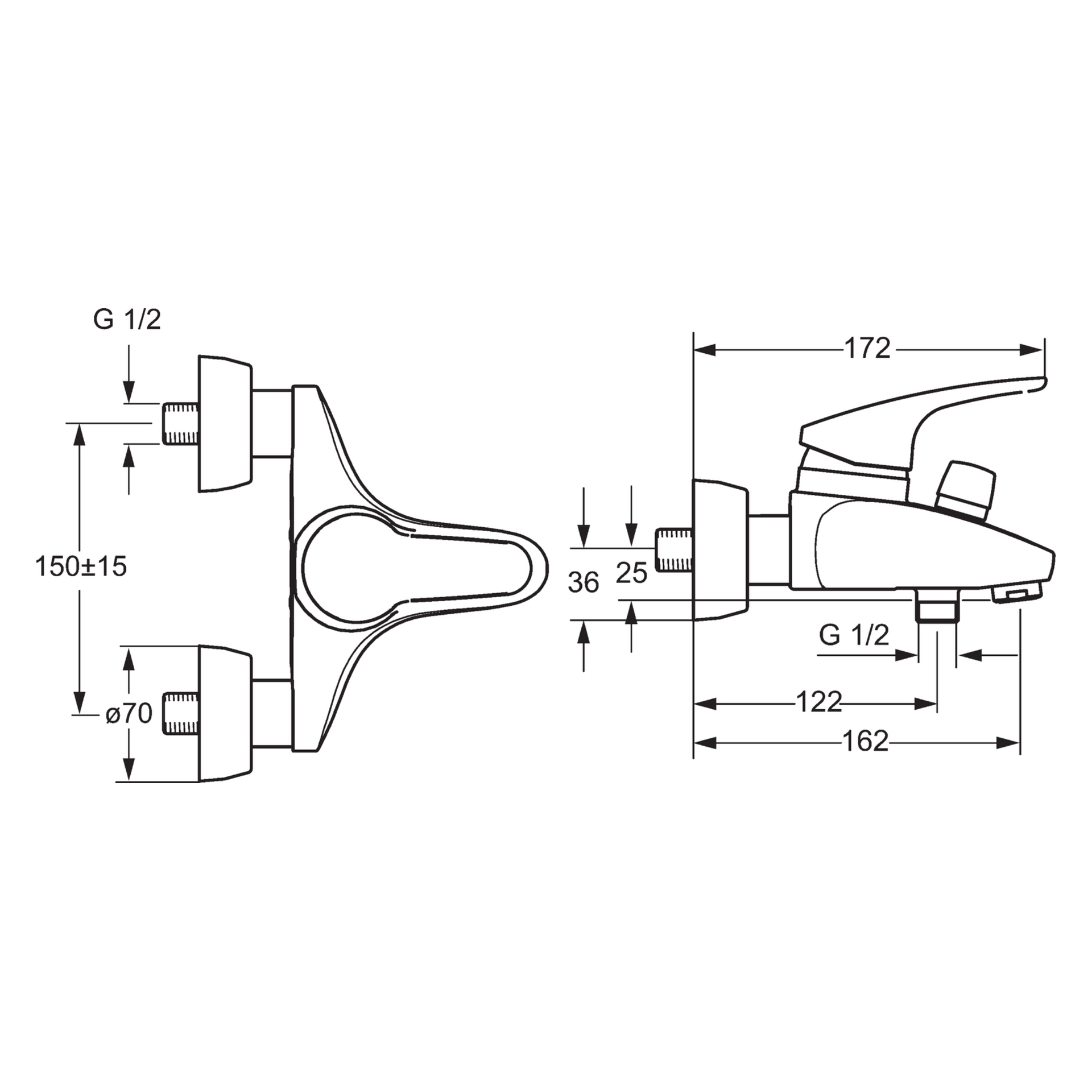Einhand-Wannenarmatur „Mix“ Ausladung 162 mm in Chrom Einhand-Wannenarmatur „Mix“ Ausladung 162 mm in Chrom
