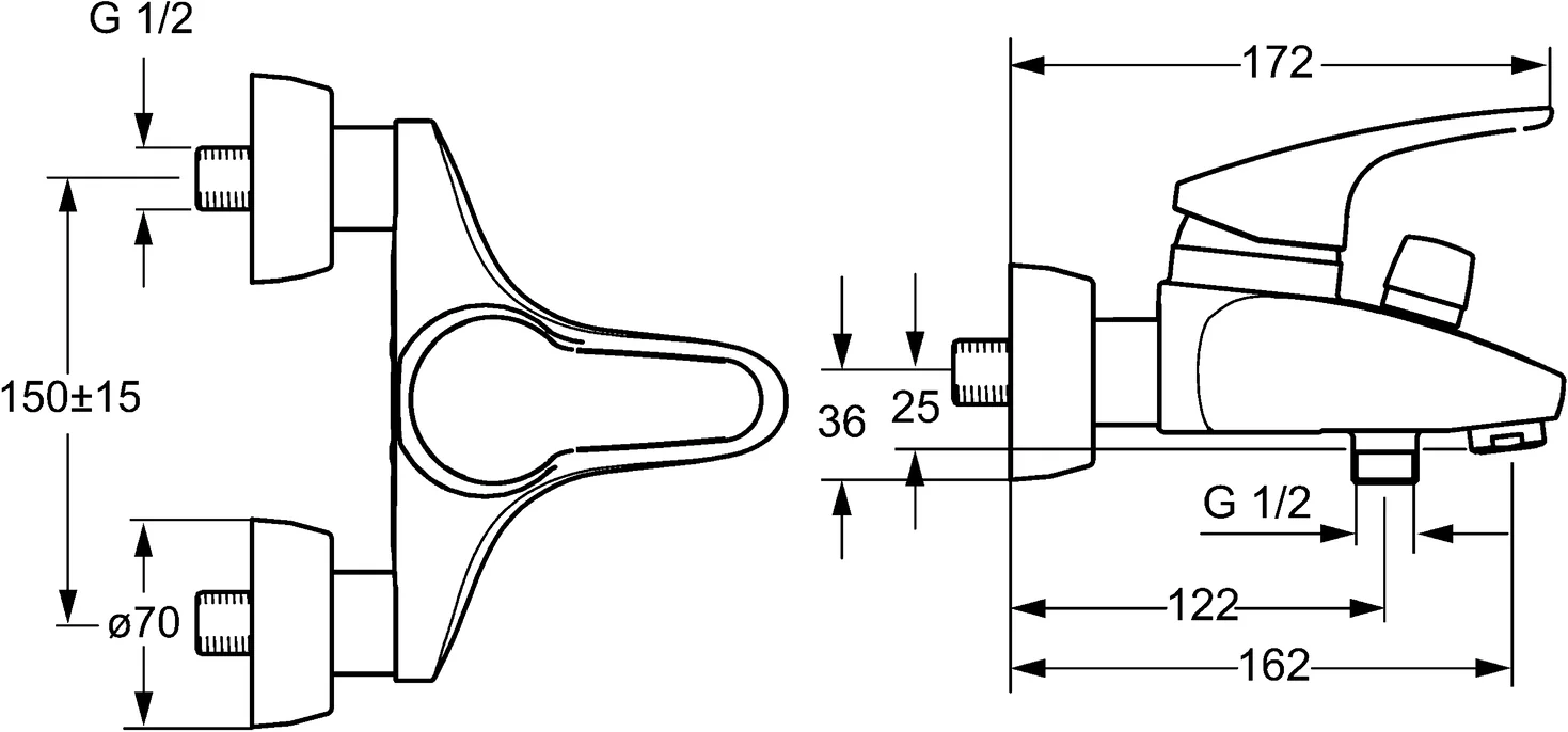 HansaMIX Einhebelmischer Wafü und Brausebatterie DN15 Chrom