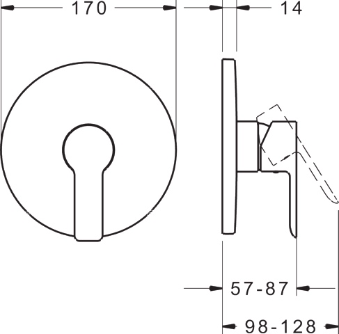 HA Einhebelmischer Fertigmontageset für Brausebatterie HANSALIGNA 8387 Rosette rund Chrom