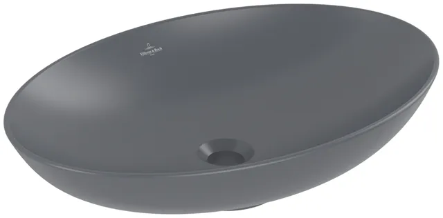 Villeroy & Boch Aufsatzwaschtisch aus TitanCeram „Loop & Friends“ 620 × 420 × 150 mm, ohne Hahnlochbohrung in Graphite