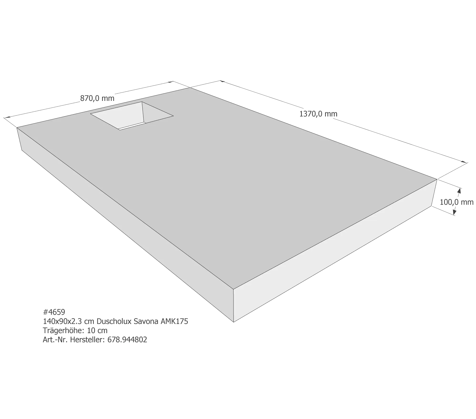 Duschwannenträger für Duscholux Savona 140 × 90 × 2,3 cm Duschwannenträger für Duscholux Savona 140 × 90 × 2,3 cm