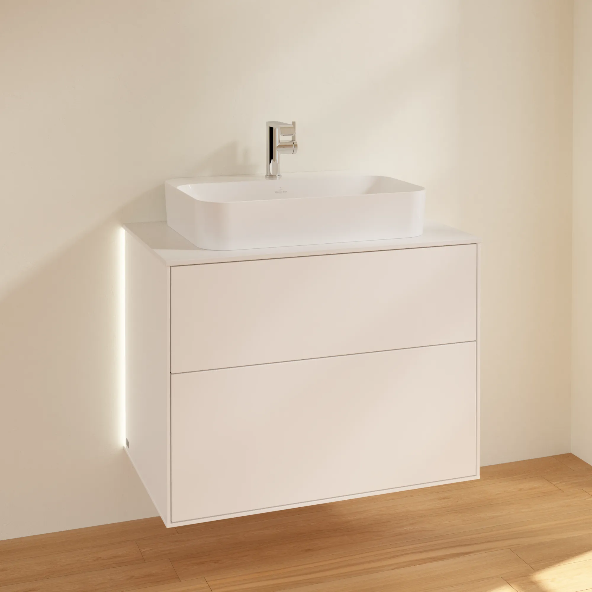 Villeroy & Boch Waschtischunterschrank „Finion“ für Schrankwaschtisch 800 × 603 × 501 mm White Matt Lacquer, für Becken mittig Villeroy & Boch Waschtischunterschrank „Finion“ für Schrankwaschtisch 800 × 603 × 501 mm White Matt Lacquer, für Becken mittig