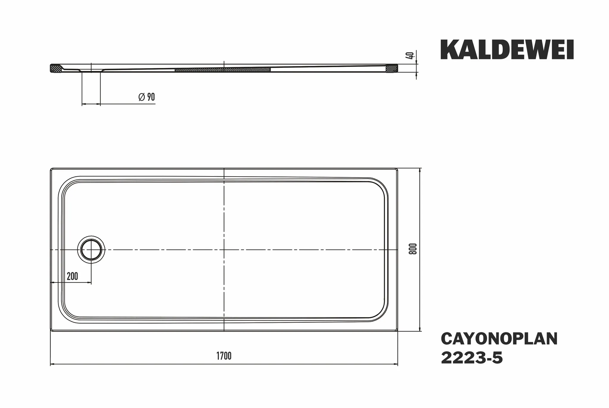 Kaldewei rechteck Duschwanne „Cayonoplan“ 800 × 1700 mm ohne Oberflächenbeschichtung, mit Invisible Grip, in alpinweiß matt Kaldewei rechteck Duschwanne „Cayonoplan“ 800 × 1700 mm ohne Oberflächenbeschichtung, mit Invisible Grip, in alpinweiß matt