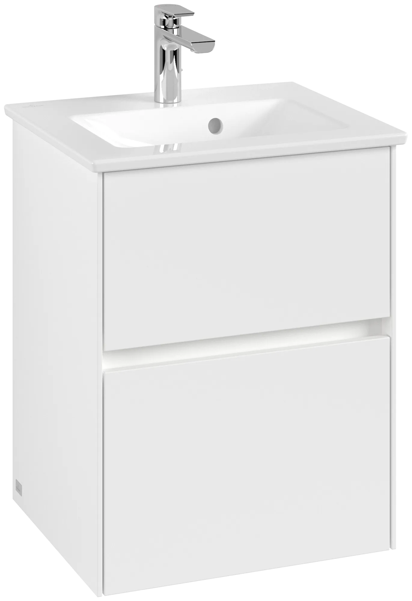 Villeroy & Boch Waschtischunterschrank „Collaro“ 472 × 610 × 404 mm Weiß Matt, mit Beleuchtung, für Becken mittig