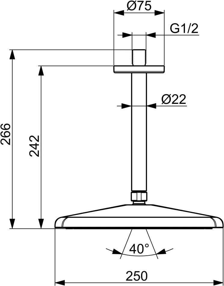 HansaAURELIA Kopfbrause 4727 1-strahlig 250x250 mm Matt-Schwarz
