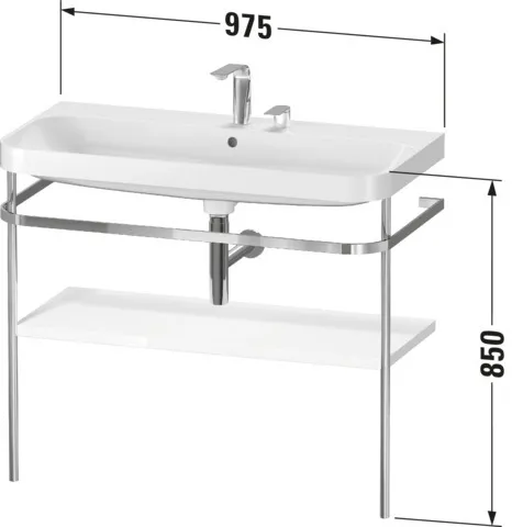 Duravit Waschtischunterschrank c-shaped Set mit Metallkonsole „Happy D.2 Plus“ 97,5 × 85 × 49 cm