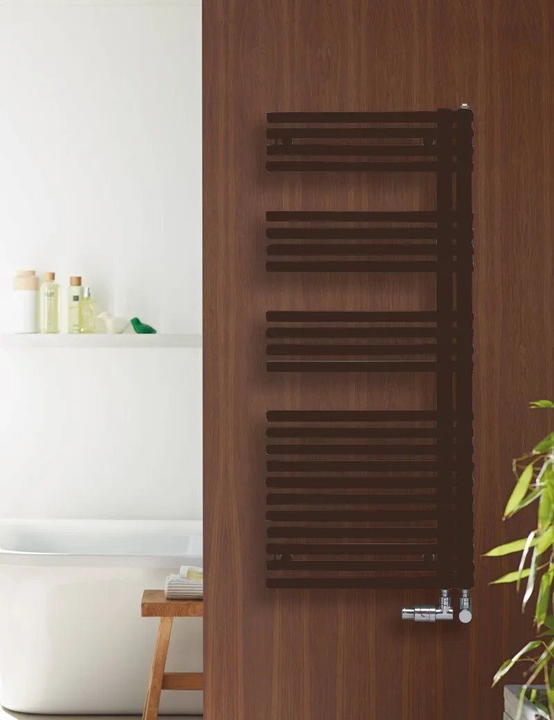 Zehnder Forma Asym, links, 50 mm – Badheizkörper LFAL-150-060-05 in Dark Brown