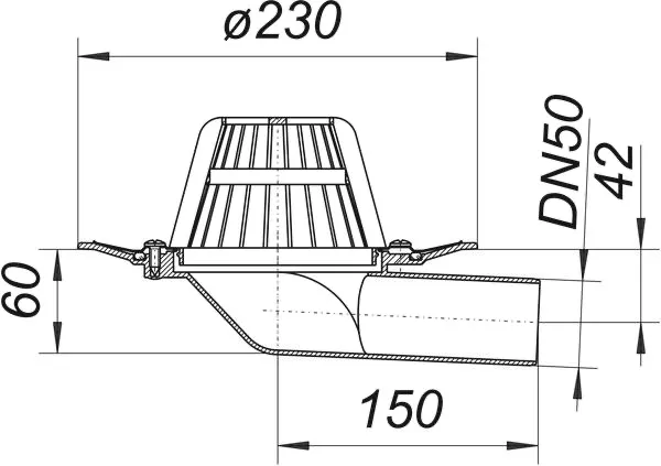 Dachablauf 83 D Schraubflansch, DN 50 Dachablauf 83 D Schraubflansch, DN 50