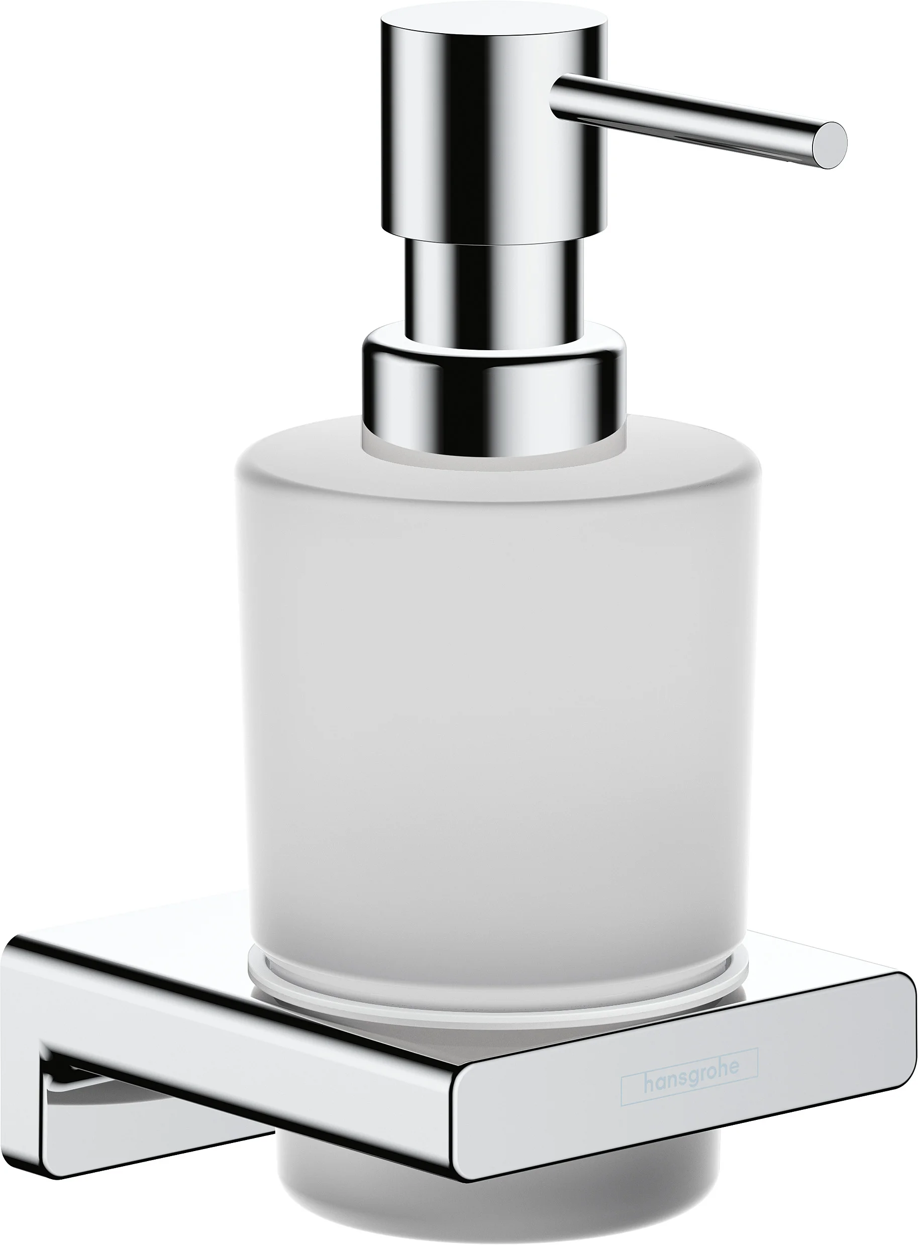 Hansgrohe AddStoris Q Lotionspender Chrom, Wandmontage, 200 ml Füllmenge, 2 ml Dosiermenge, mit Befestigungsmaterial, verdeckte Befestigung