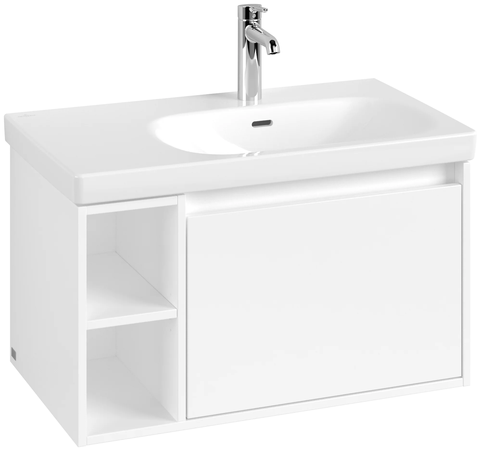 Villeroy & Boch Waschbeckenunterschrank Skyla C78700, eckig, Pure White, 439x772x436 mm, mittige Wanneneinbauposition, 1 Auszug mit Antirutsch-Boden, 1 offenes Fach links Villeroy & Boch Waschbeckenunterschrank Skyla C78700, eckig, Pure White, 439x772x436 mm, mittige Wanneneinbauposition, 1 Auszug mit Antirutsch-Boden, 1 offenes Fach links