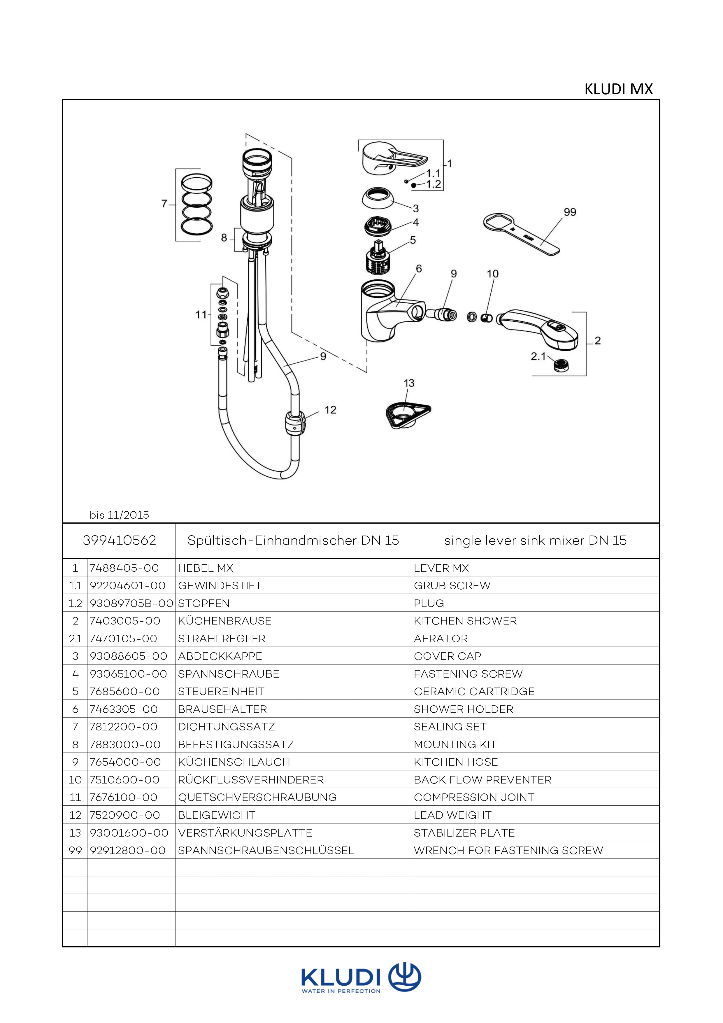 MX SpültischEHM DN 8 herausz. Brause chrom MX SpültischEHM DN 8 herausz. Brause chrom