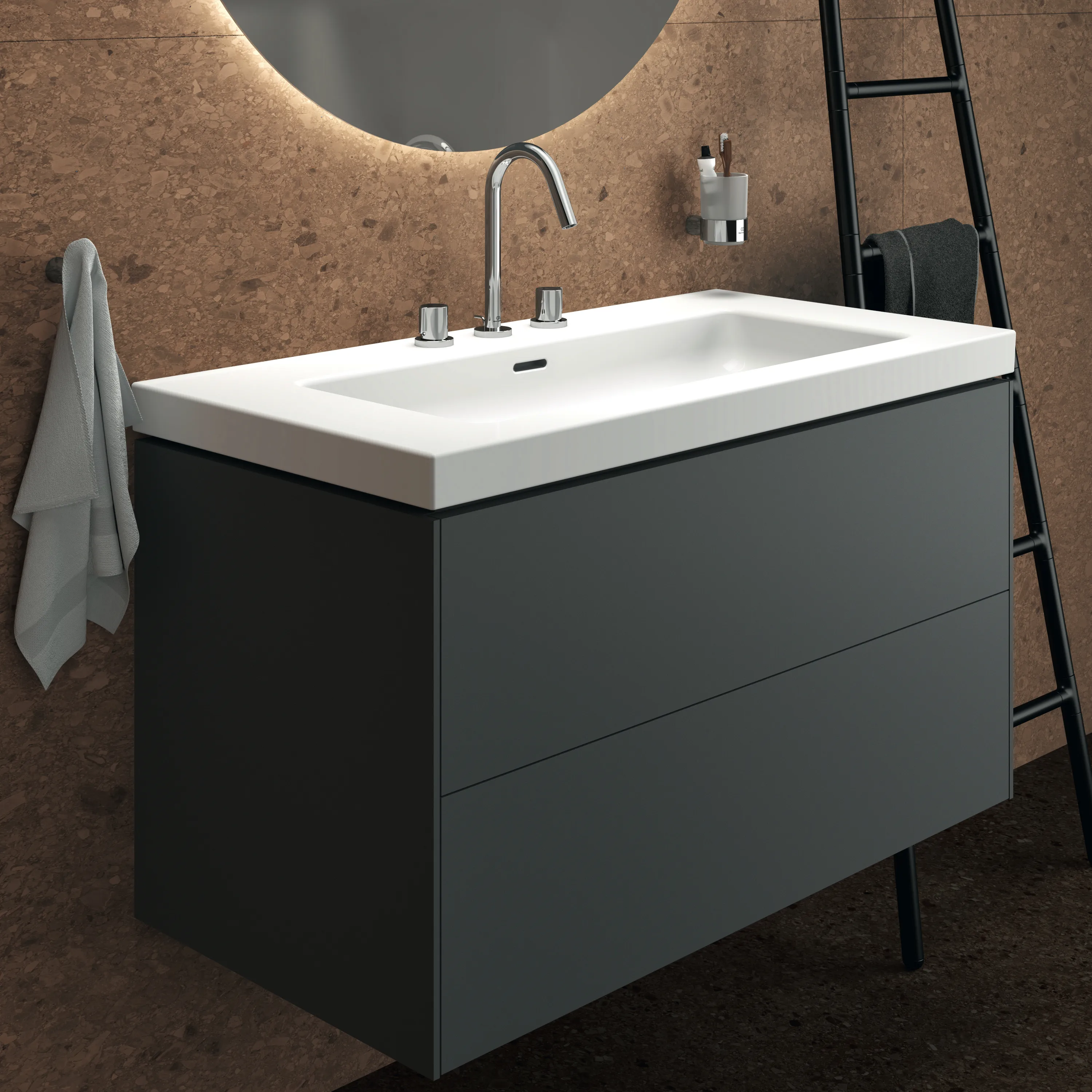 Waschbecken „Extra“ 101 × 51 × 15 cm, Hahnlochposition mittig in Weiß Waschbecken „Extra“ 101 × 51 × 15 cm, Hahnlochposition mittig in Weiß