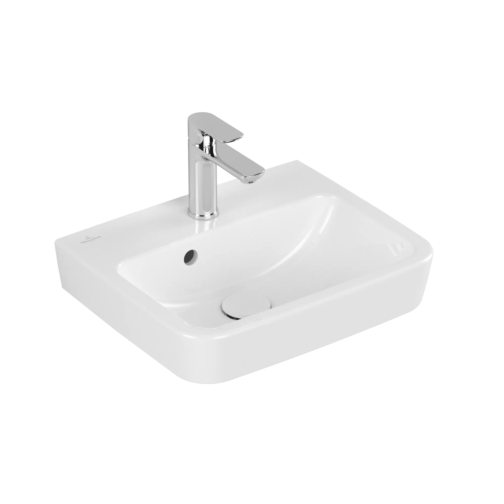 Villeroy & Boch Handwaschbecken O.novo, weiß Alpin AntiBac CeramicPlus, 450 x 370 mm, Höhe 160 mm, mit Überlauf, für 3-Loch-Armatur Villeroy & Boch Handwaschbecken O.novo, weiß Alpin AntiBac CeramicPlus, 450 x 370 mm, Höhe 160 mm, mit Überlauf, für 3-Loch-Armatur