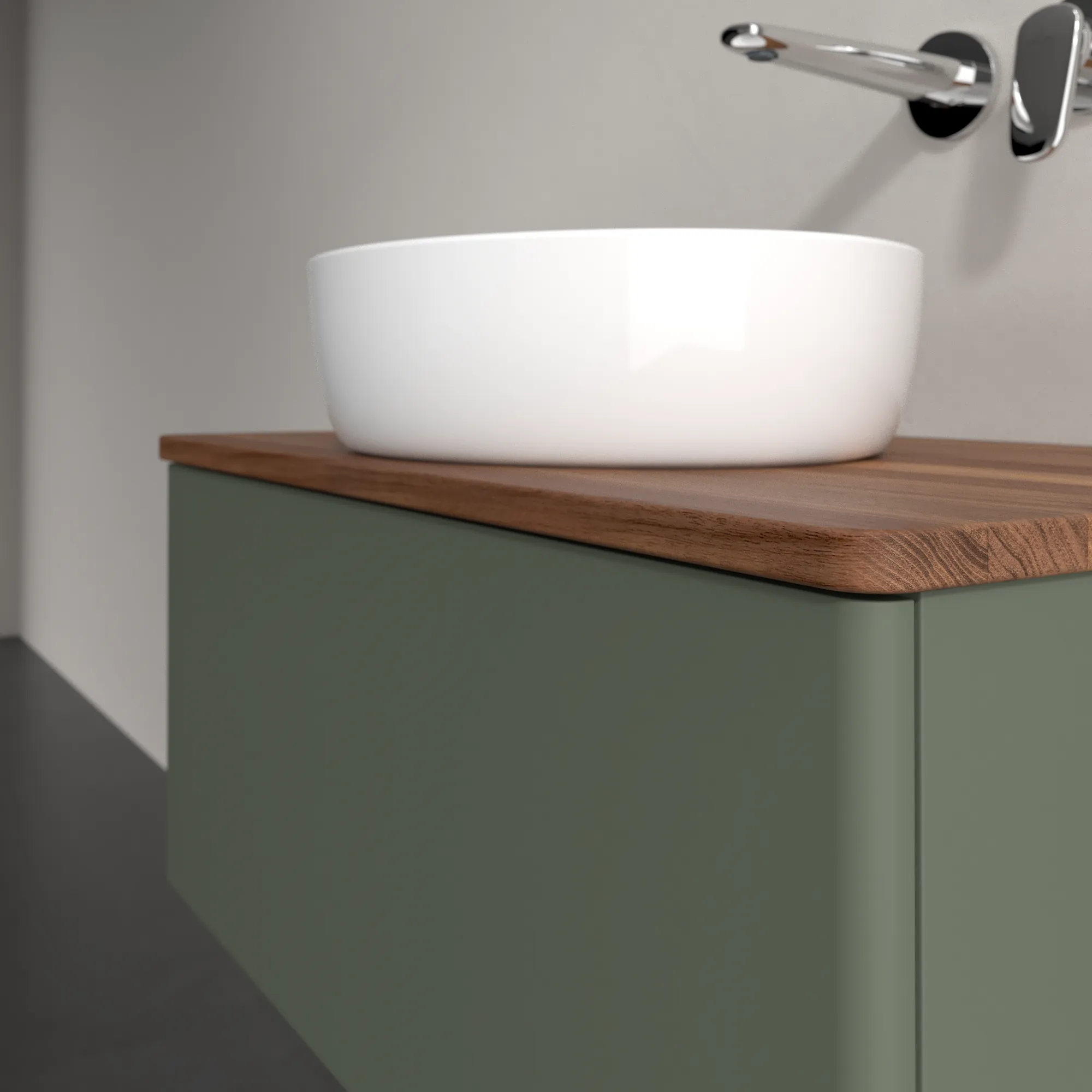 Villeroy & Boch Waschtischunterschrank „Antao“ 800 × 360 × 500 mm Leaf Green Matt Lacquer, für Becken mittig, mit Beleuchtung Villeroy & Boch Waschtischunterschrank „Antao“ 800 × 360 × 500 mm Leaf Green Matt Lacquer, für Becken mittig, mit Beleuchtung