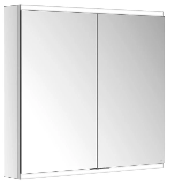KEUCO Wandeinbau Spiegelschrank 2-türig „Royal Modular 2.0“ in Silber (eloxiert), Unterputz, mit Beleuchtung, mit Steckdose 800 × 700 × 120 mm