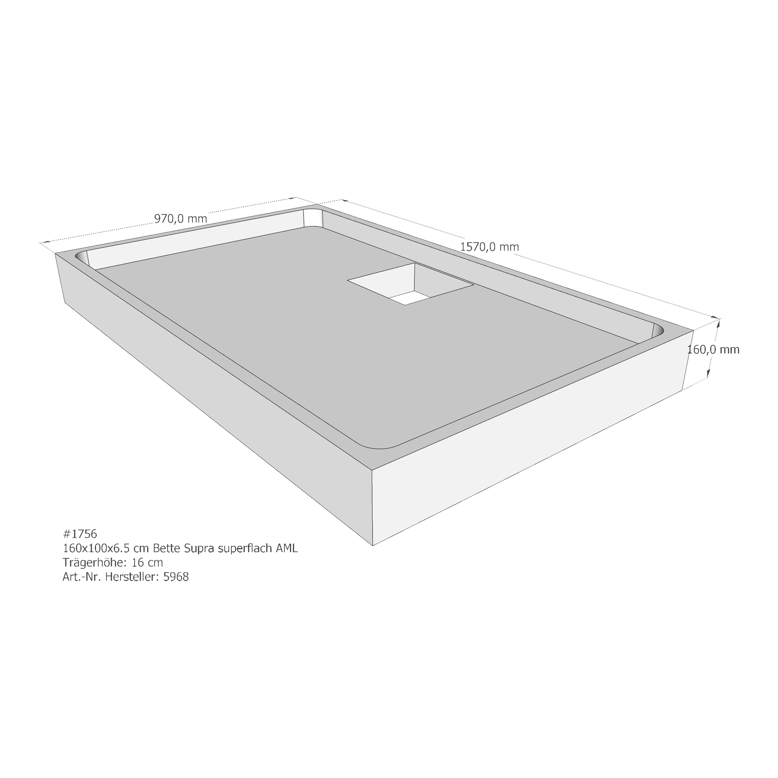 Duschwannenträger für Bette Supra (extraflach) 160 × 100 × 6,5 cm Duschwannenträger für Bette Supra (extraflach) 160 × 100 × 6,5 cm