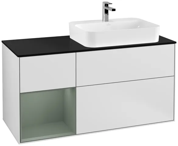 Villeroy & Boch Waschtischunterschrank „Finion“ für Schrankwaschtisch 120 × 60,3 × 50,1 cm 3 Schubladen, für Waschtischposition rechts, inkl. Beleuchtung rechts